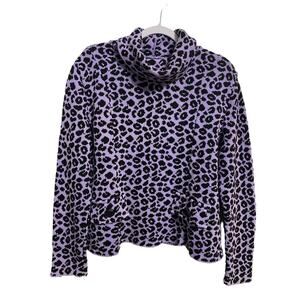 Animal Print Sweater Large Purple Black